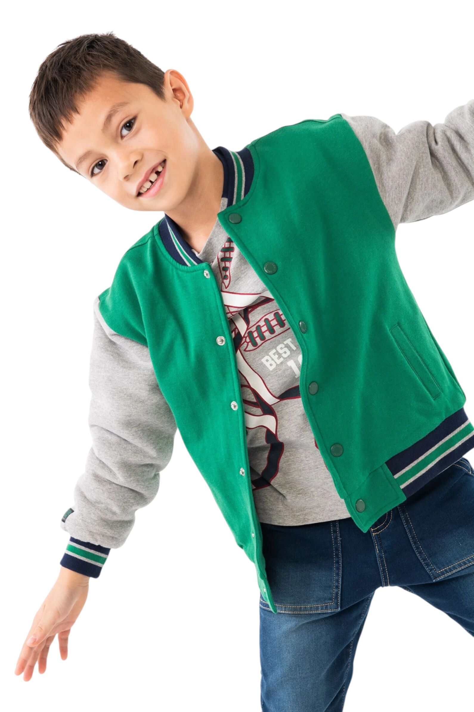 Бомбер мал. АРТ.509116,зел-сер,хл-пэ/пэ