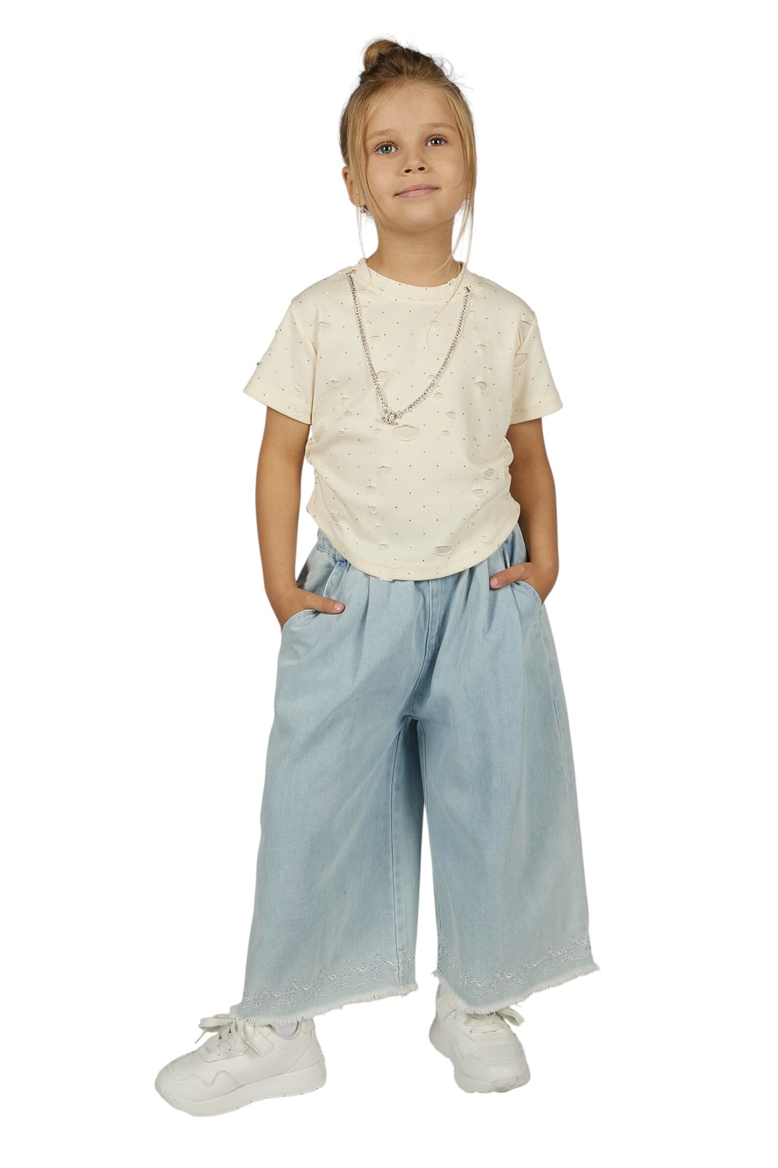 Джинсы дев. АРТ.G-JN26123,син,хл