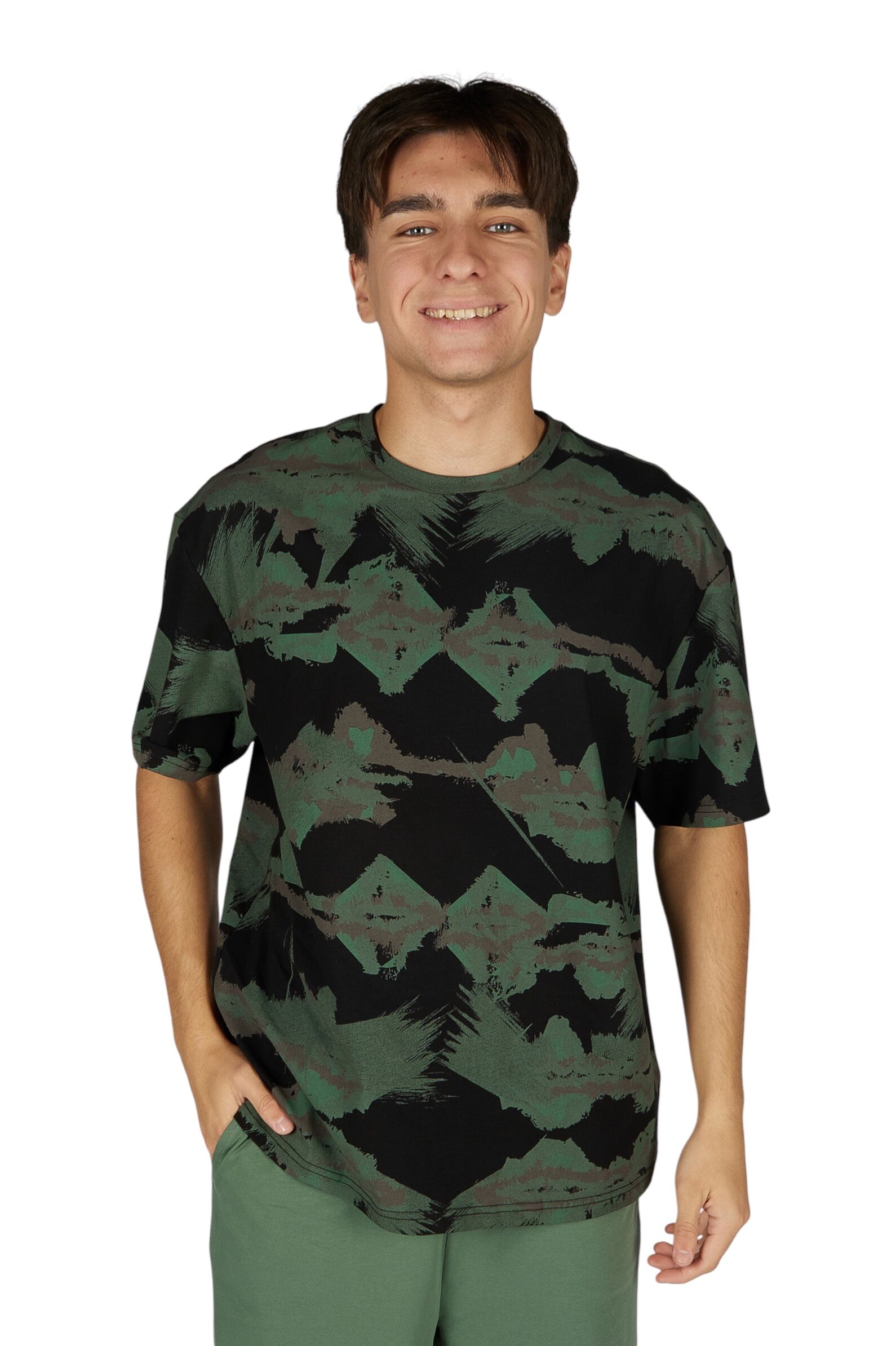 Футболка мал. АРТ.B-TS36025,чер-зел,хл-эл