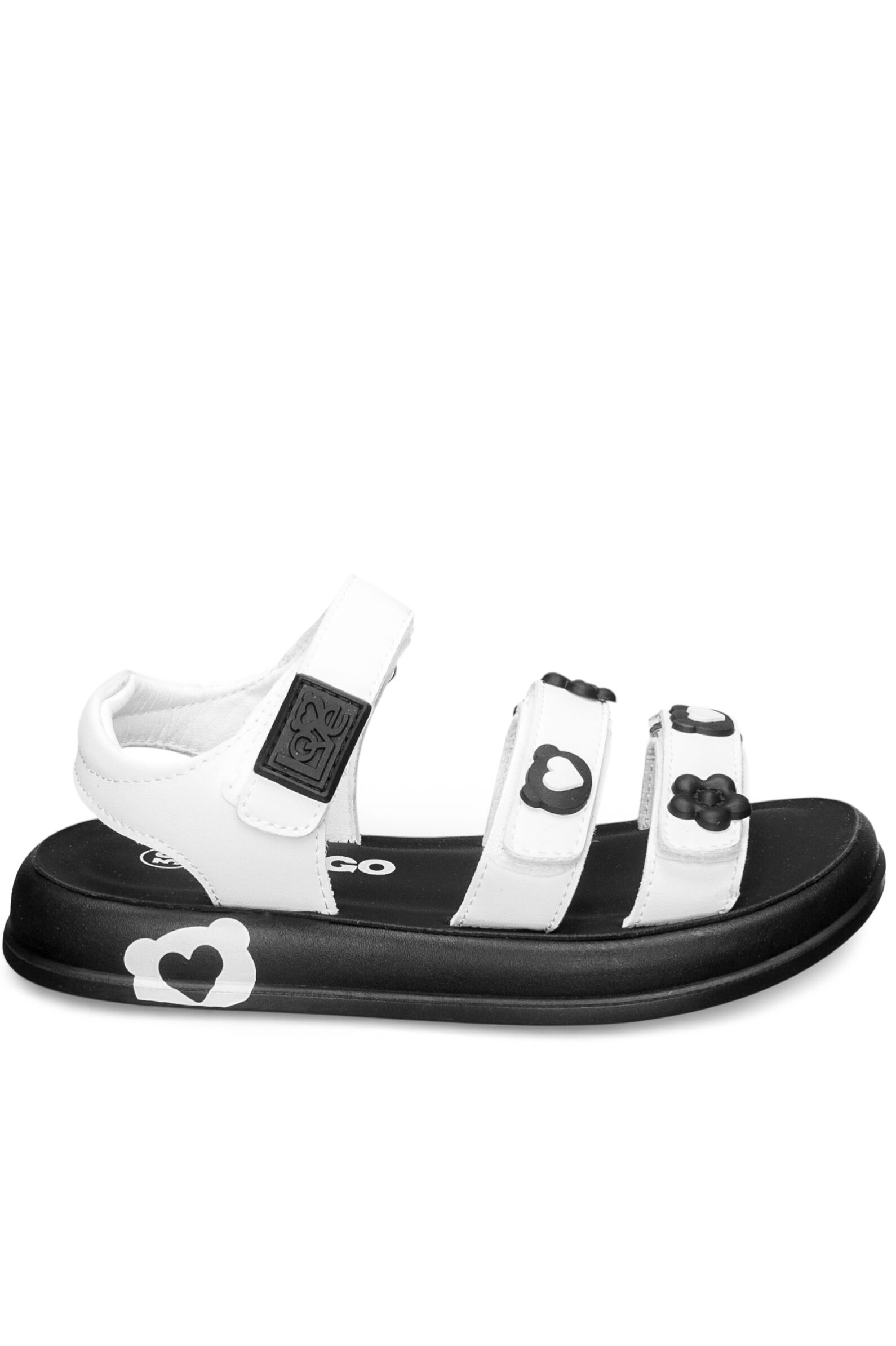 Сандалии дев. АРТ.222-013A,бел-чер,и.к/и.к